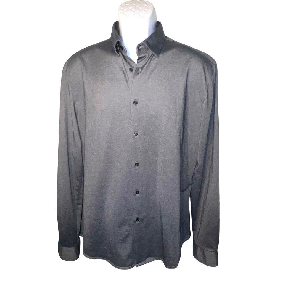 Calvin Klein Mens Extra Slim‎ Fit OEKO Stretch Gray Button Down Dress Shirt